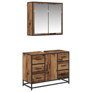 vidaXL Ensemble de mobilier de salle de bain 2 pc Bois Ancien