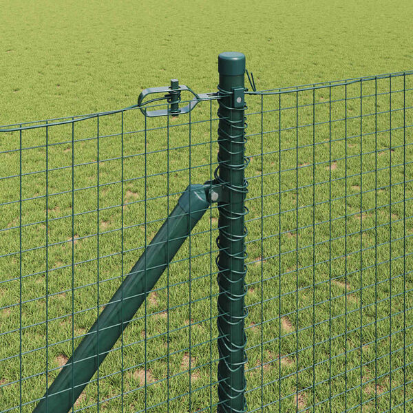 vidaXL Cl&ocirc;ture avec poteaux Vert 1 x 10 m Acier