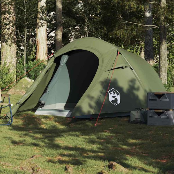 vidaXL Tente de camping tunnel 3 personnes vert olive imperm&eacute;able