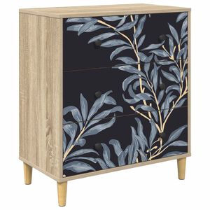 vidaXL Commode DOKKUM Imprim&eacute; foug&egrave;re bleue 66 x 36,5 x 75 cm Sonoma