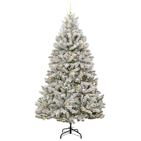 vidaXL Sapin de No&euml;l artificiel Vert et blanc 240 cm PVC et m&eacute;tal