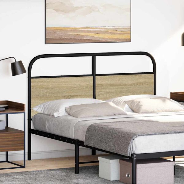 vidaXL T&ecirc;te de lit de remplacement ch&ecirc;ne sonoma 135 cm acier et bois d'ing&eacute;nierie