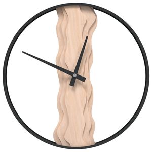 vidaXL Horloge murale marron &Oslash;35 cm fer et bois de ch&ecirc;ne