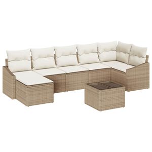 vidaXL Ensemble de canap&eacute; de jardin 8 pcs Beige et cr&egrave;me polyrotin