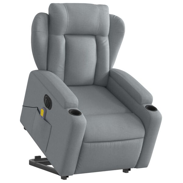 vidaXL Fauteuil inclinable de massage électrique Gris clair Tissu