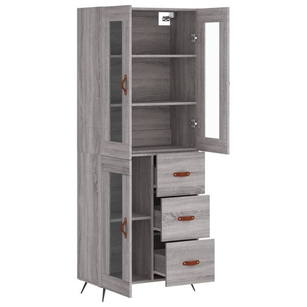 vidaXL Buffet haut Sonoma gris 69,5x34x180 cm Bois d'ing&eacute;nierie
