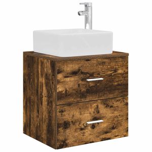 vidaXL Vanit&eacute; de lavabo mural Ch&ecirc;ne fum&eacute; 53 x 34,5 x 63 cm