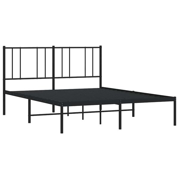 vidaXL Cadre de lit m&eacute;tal sans matelas avec t&ecirc;te de lit noir 135x190cm