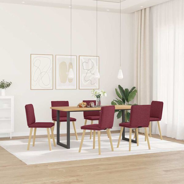 vidaXL Chaises &agrave; manger lot de 6 rouge bordeaux tissu