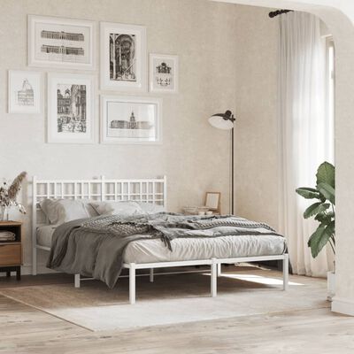 vidaXL Cadre de lit métal sans matelas et tête de lit blanc 120x190 cm