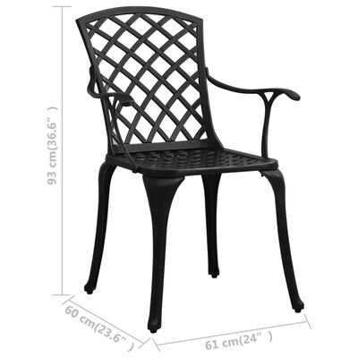 vidaXL Chaises de jardin lot de 4 Aluminium coulé Noir