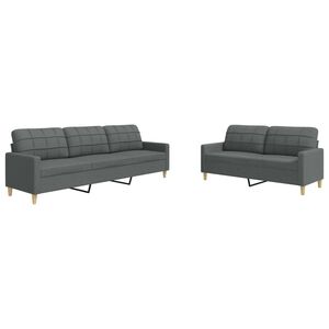 vidaXL Ensemble de canap&eacute;s 2 pcs gris fonc&eacute; tissu