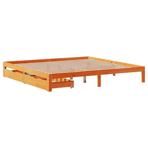 vidaXL Cadre de lit avec tiroirs sans matelas cire marron 180x200 cm