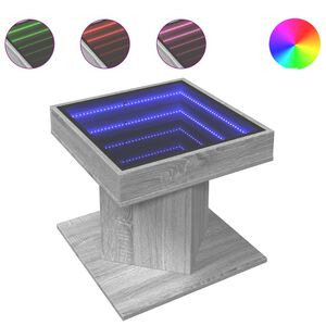 vidaXL Table basse avec LED sonoma gris 50x50x45 cm bois d'ing&eacute;nierie