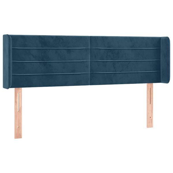 vidaXL T&ecirc;te de lit avec oreilles Bleu fonc&eacute; 147x16x78/88 cm Velours