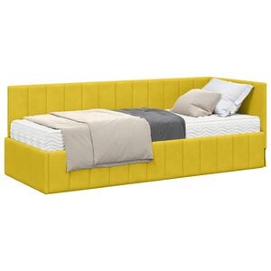 vidaXL Cadre de lit d'angle avec matelas 2 pc Jaune Velours