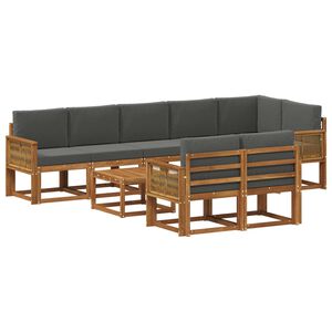 vidaXL Ensemble de canap&eacute;s d'ext&eacute;rieur 9 pc Naturel et Anthracite
