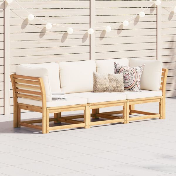 vidaXL Salon de jardin 3 pcs avec coussins bois massif d'acacia