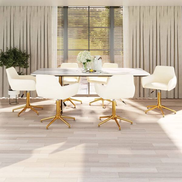 vidaXL Chaises pivotantes &agrave; manger lot de 6 Cr&egrave;me Velours