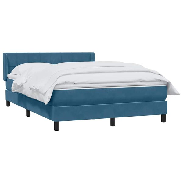 vidaXL Sommier &agrave; lattes de lit et matelas Bleu fonc&eacute; 160x220cm Velours