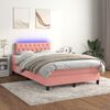 vidaXL Sommier &agrave; lattes de lit et matelas LED rose 120x190 cm velours