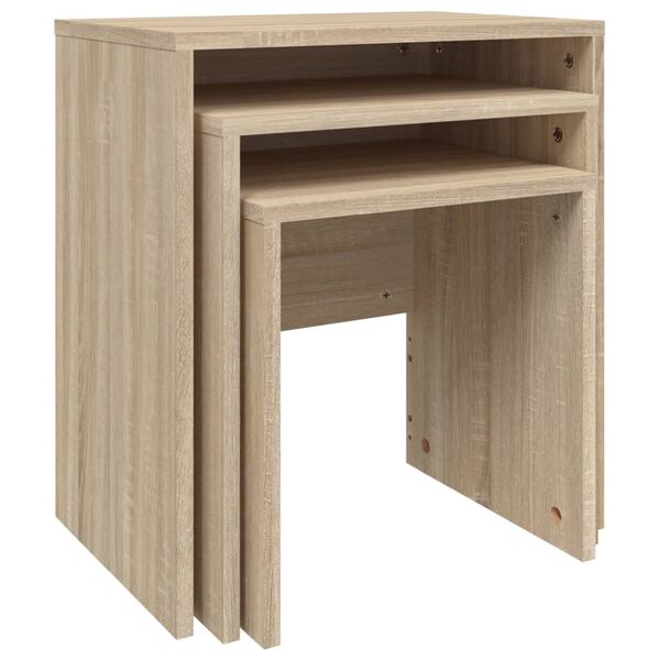 vidaXL Tables basses gigognes 3 pcs ch&ecirc;ne sonoma bois d'ing&eacute;nierie