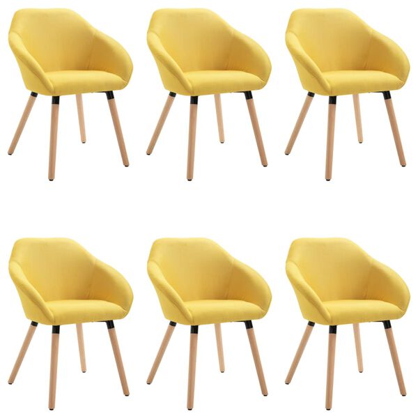 vidaXL Chaises &agrave; manger lot de 6 jaune tissu