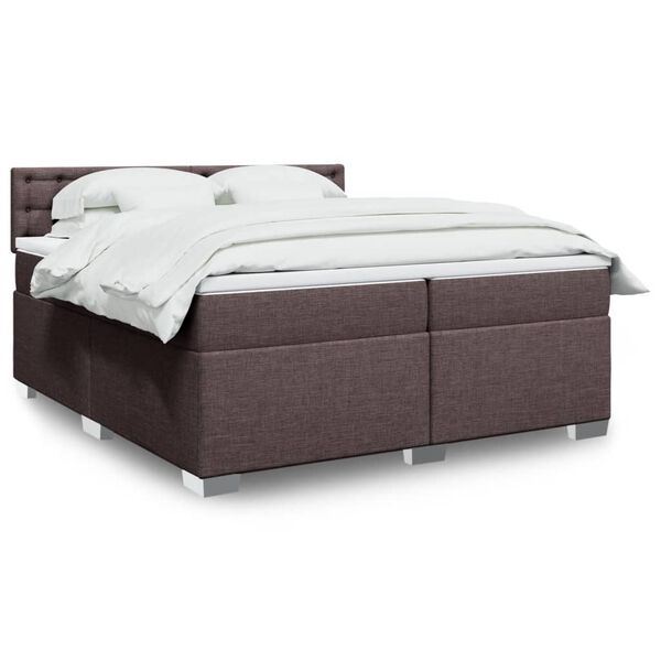 vidaXL Sommier &agrave; lattes de lit avec matelas Marron fonc&eacute; 200x200 cm