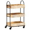 vidaXL Chariot de cuisine &agrave; 3 niveaux 46x30x76 cm Bois de manguier