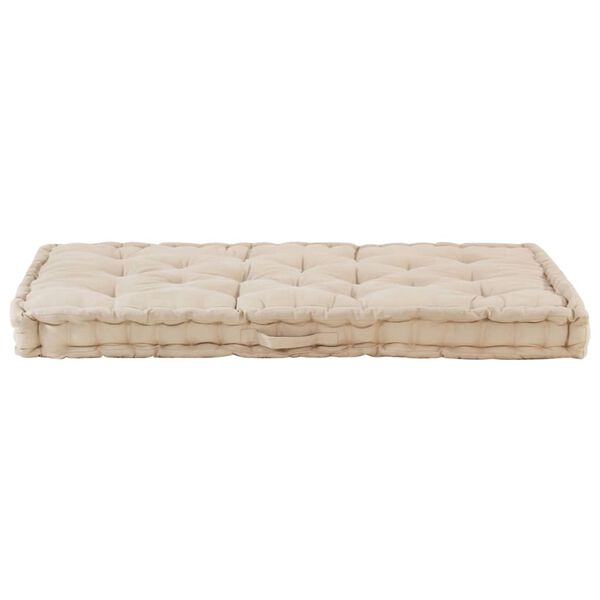 vidaXL Coussin de plancher de palette Coton 120x80x10 cm Beige