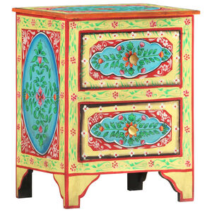 vidaXL Table de chevet peinte &agrave; la main 40x30x50 cm Bois de manguier