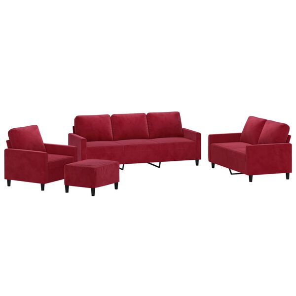 vidaXL Ensemble de canap&eacute;s 4 pcs avec coussins Rouge bordeaux Velours