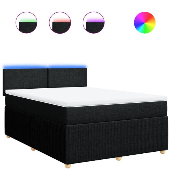 vidaXL Sommier &agrave; lattes de lit avec matelas Noir 140x190 cm Tissu