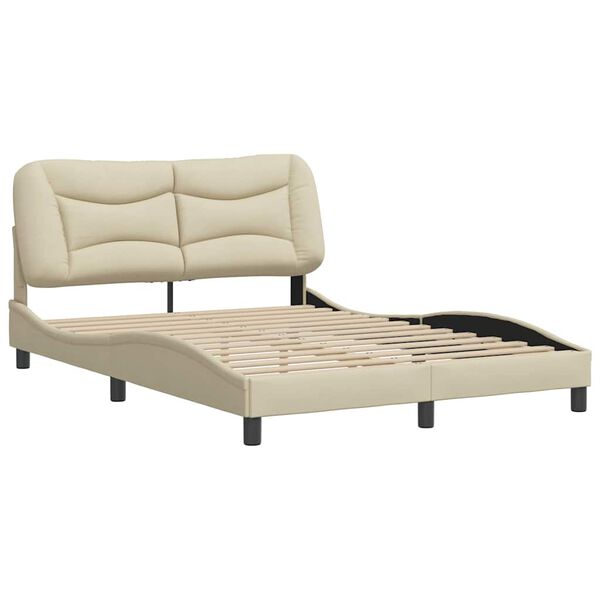 vidaXL Cadre de lit sans matelas Hvar cr&egrave;me 140x190 cm tissu