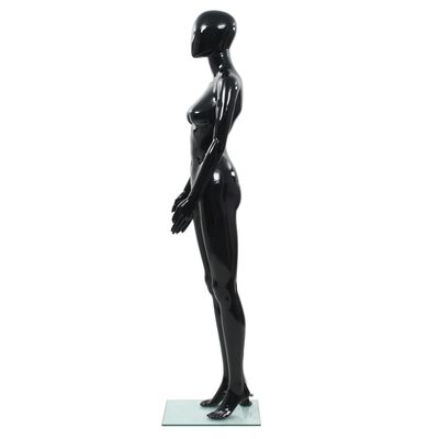 vidaXL Mannequin femme corps complet base verre Noir brillant 175 cm