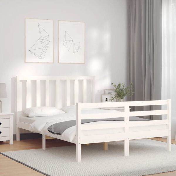vidaXL Cadre de lit sans matelas blanc 140x200 cm bois de pin massif