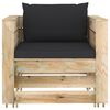 vidaXL Salon de jardin 2 pcs avec coussins Bois impr&eacute;gn&eacute; de vert