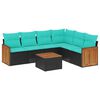 vidaXL Ensemble de canap&eacute; de jardin 7 pcs avec coussins noir r&eacute;sine tress&eacute;e