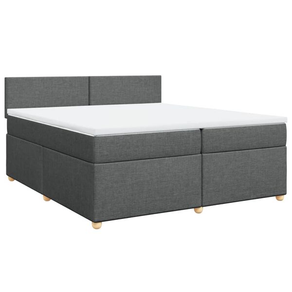 vidaXL Sommier &agrave; lattes de lit avec matelas Gris fonc&eacute; 200x200cm Tissu