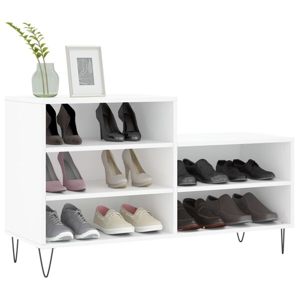 vidaXL Armoire à chaussures Blanc 102x36x60 cm Bois d'ingénierie