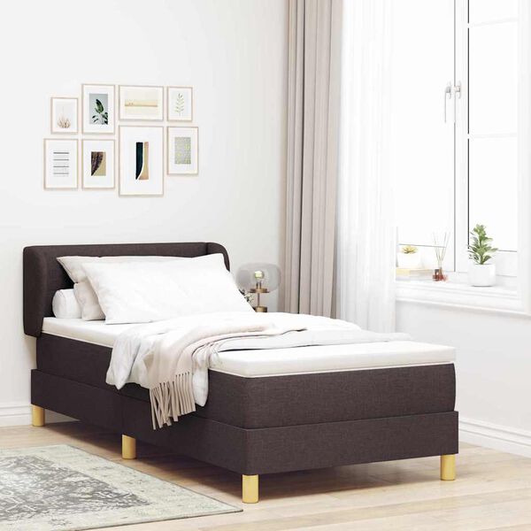 vidaXL Lit &agrave; ressorts avec matelas Marron fonc&eacute; 100 x 200 cm tissu