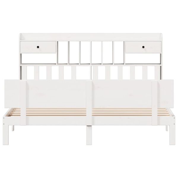 vidaXL Lit biblioth&egrave;que sans matelas blanc 180x200 cm bois pin massif