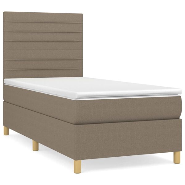 vidaXL Sommier &agrave; lattes de lit avec matelas Taupe 90x200 cm Tissu