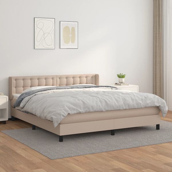 vidaXL Sommier &agrave; lattes de lit avec matelas Cappuccino 180x200 cm