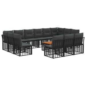 vidaXL Ensemble de canap&eacute;s d'ext&eacute;rieur 14 pc Noir et Gris fonc&eacute;