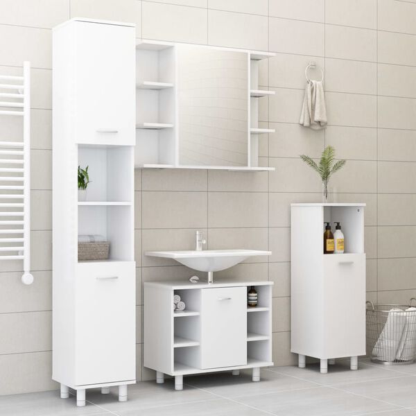 vidaXL Ensemble de meubles de salle de bain 4pcs Blanc Bois ingénierie