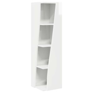 vidaXL Meuble d'angle 27,5x27x102cm Bois d'ing&eacute;nierie Blanc brillant