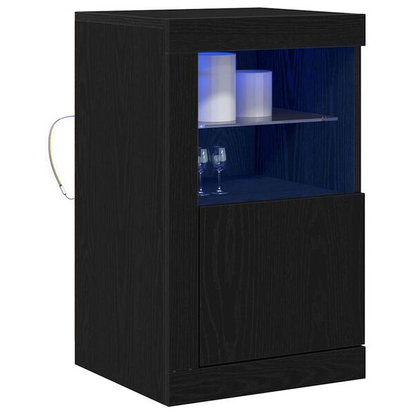 vidaXL Buffet LED Ch&ecirc;ne noir 41 x 37 x 67 cm Bois d'ing&eacute;nierie