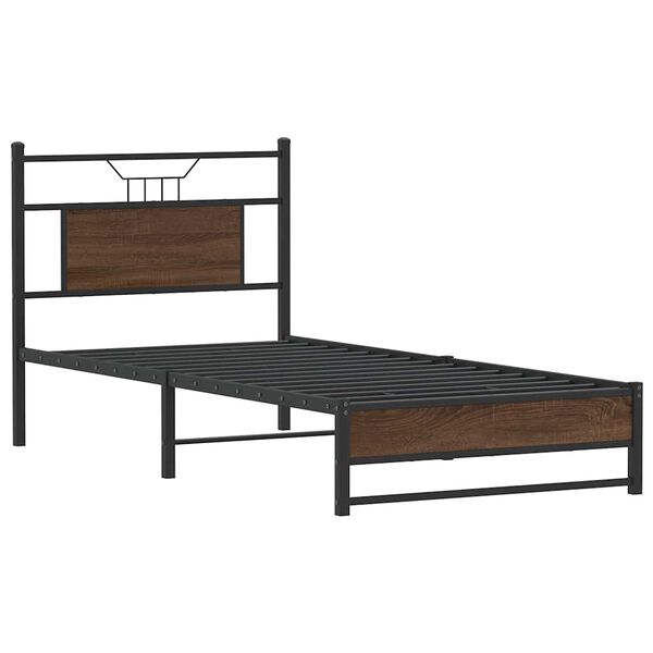 vidaXL Cadre de lit sans matelas ch&ecirc;ne marron 75x190cm bois ing&eacute;nierie