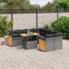 vidaXL Salon de jardin 9 pcs avec coussins noir r&eacute;sine tress&eacute;e